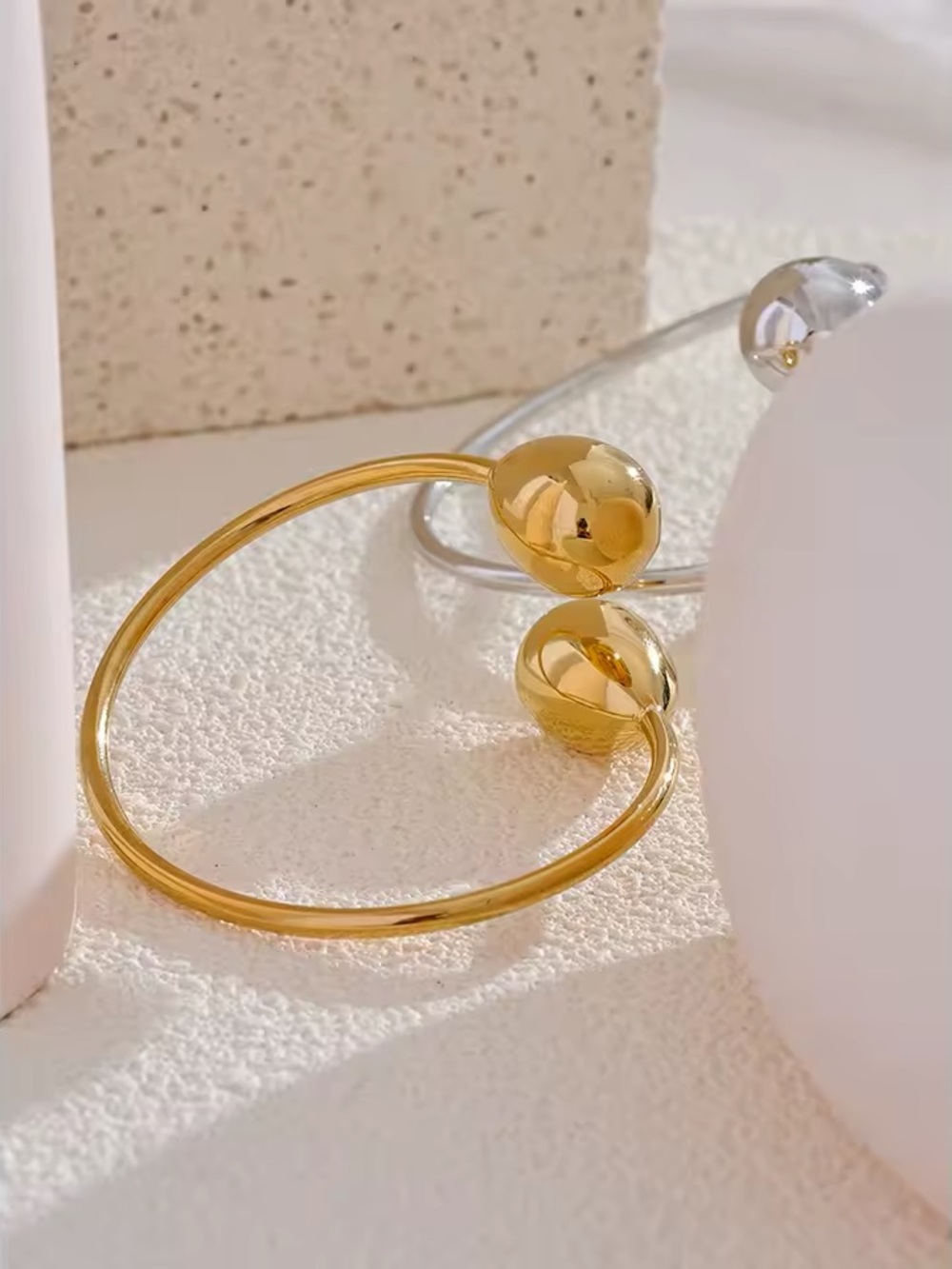 Polished Gold tine Teardrop Open Cuff Bracelet - Picture 5 of 7